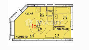 Студия квартира, вторичка, 18м2, 1/3 этаж