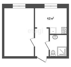 1-к квартира, вторичка, 29м2, 1/5 этаж