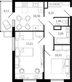 2-к квартира, вторичка, 52м2, 16/16 этаж