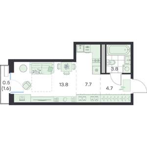 1-к квартира, вторичка, 31м2, 4/5 этаж
