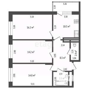 3-к квартира, вторичка, 70м2, 7/17 этаж