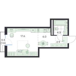 1-к квартира, вторичка, 31м2, 4/5 этаж