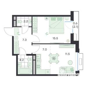2-к квартира, вторичка, 48м2, 2/5 этаж