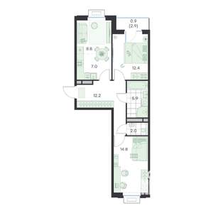 3-к квартира, вторичка, 65м2, 2/5 этаж