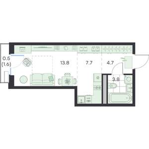 1-к квартира, вторичка, 31м2, 2/5 этаж