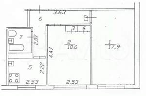 2-к квартира, вторичка, 43м2, 5/5 этаж