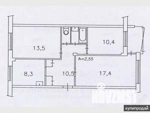 3-к квартира, вторичка, 59м2, 5/5 этаж