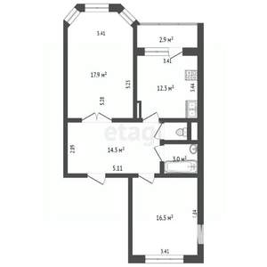 2-к квартира, вторичка, 66м2, 8/17 этаж