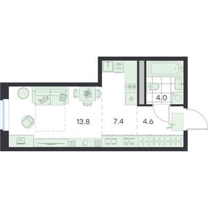 1-к квартира, вторичка, 30м2, 1/5 этаж