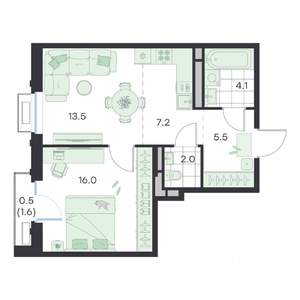 2-к квартира, вторичка, 49м2, 2/5 этаж
