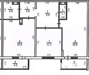 3-к квартира, вторичка, 69м2, 1/17 этаж