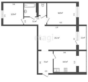 3-к квартира, вторичка, 86м2, 6/12 этаж