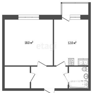 1-к квартира, вторичка, 38м2, 1/5 этаж