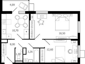 2-к квартира, вторичка, 57м2, 15/15 этаж