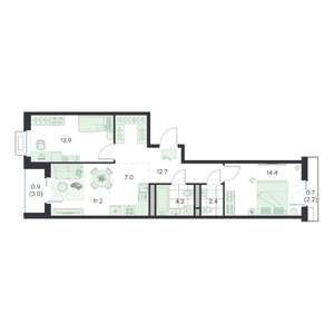 3-к квартира, вторичка, 68м2, 4/5 этаж
